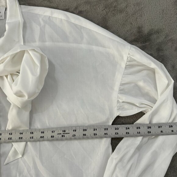 Mare Mare x Anthropologie White Poplin Button Down Bow Front Shirt MEDIUM Blouse - Picture 7 of 10